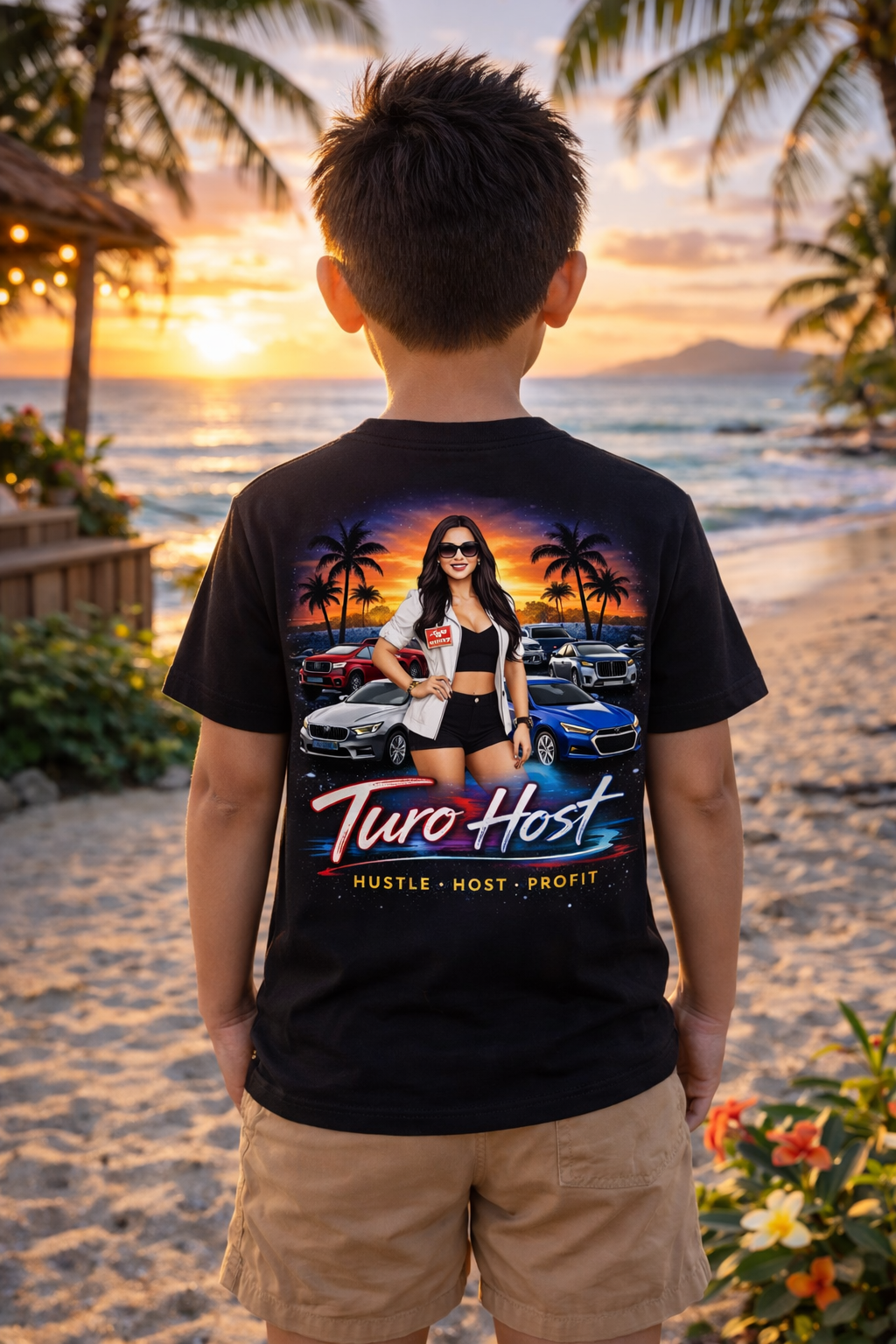 Turo Host Tee & Hoodie — Hustle Host Profit Graphic | Aloha Hawaii Edition