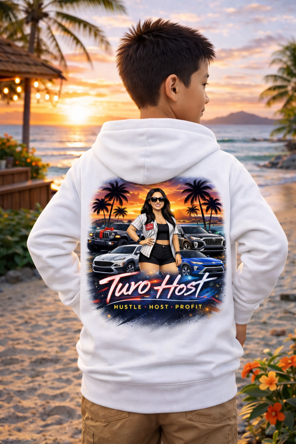 Turo Host Tee & Hoodie — Hustle Host Profit Graphic | Aloha Hawaii Edition