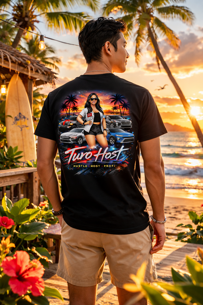 Turo Host Tee & Hoodie — Hustle Host Profit Graphic | Aloha Hawaii Edition