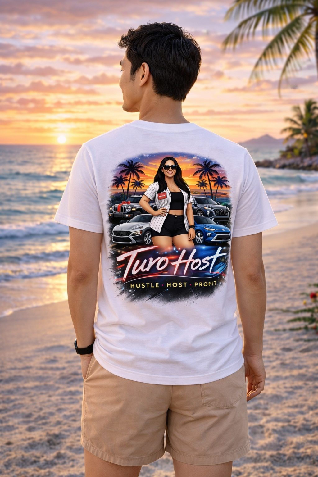 Turo Host Tee & Hoodie — Hustle Host Profit Graphic | Aloha Hawaii Edition