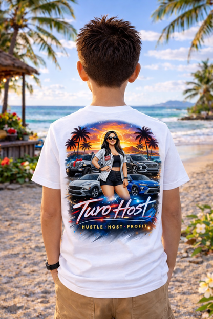 Turo Host Tee & Hoodie — Hustle Host Profit Graphic | Aloha Hawaii Edition