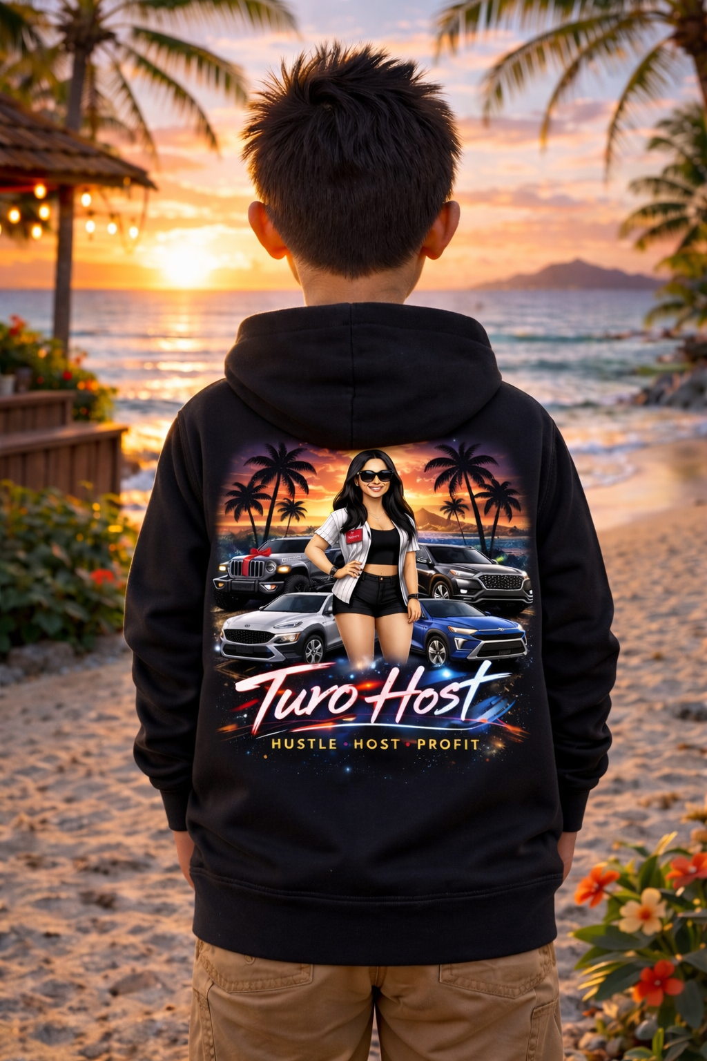 Turo Host Tee & Hoodie — Hustle Host Profit Graphic | Aloha Hawaii Edition