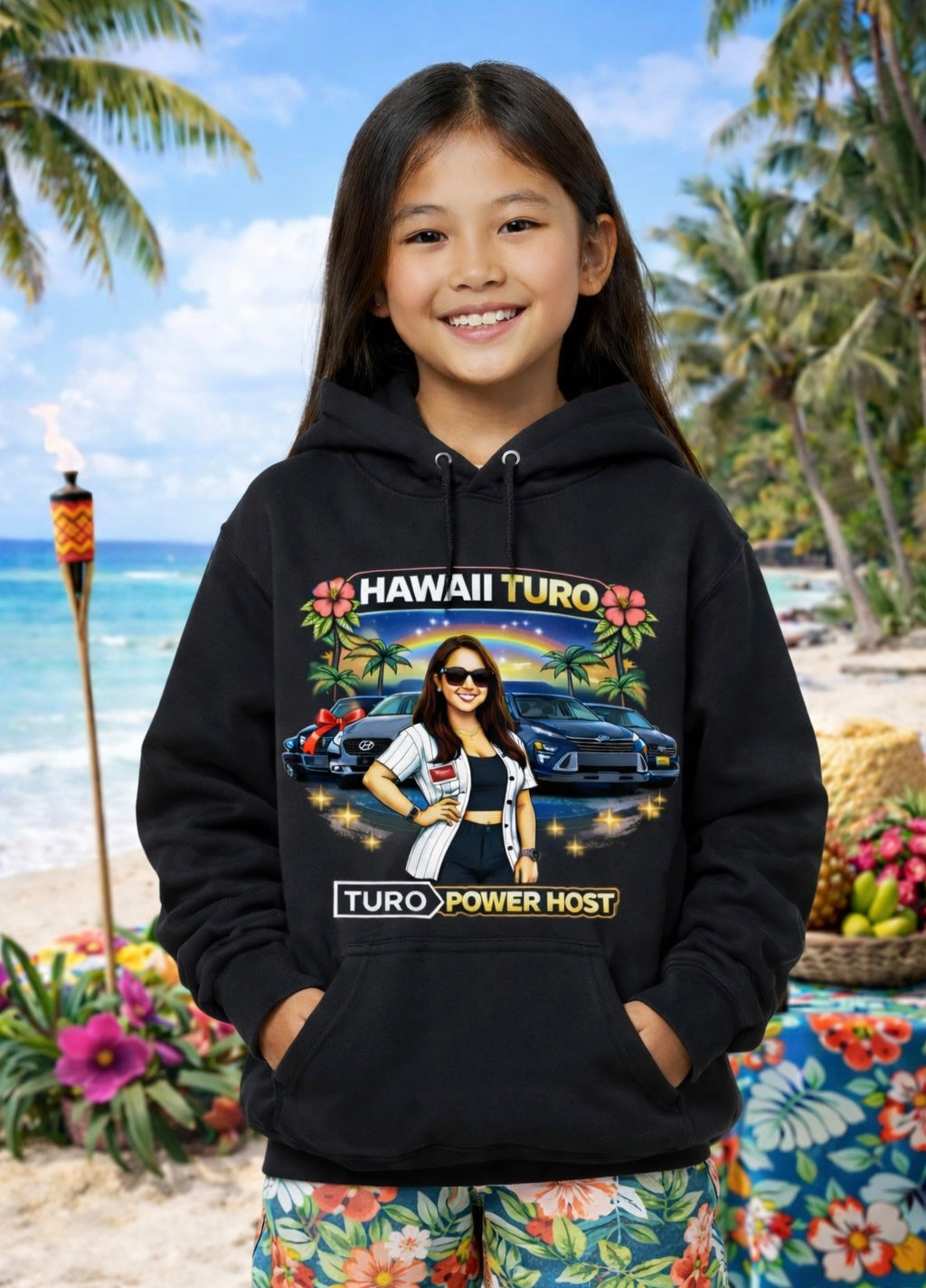 Turo Host Tee & Hoodie — Hustle Host Profit Graphic | Aloha Hawaii Edition