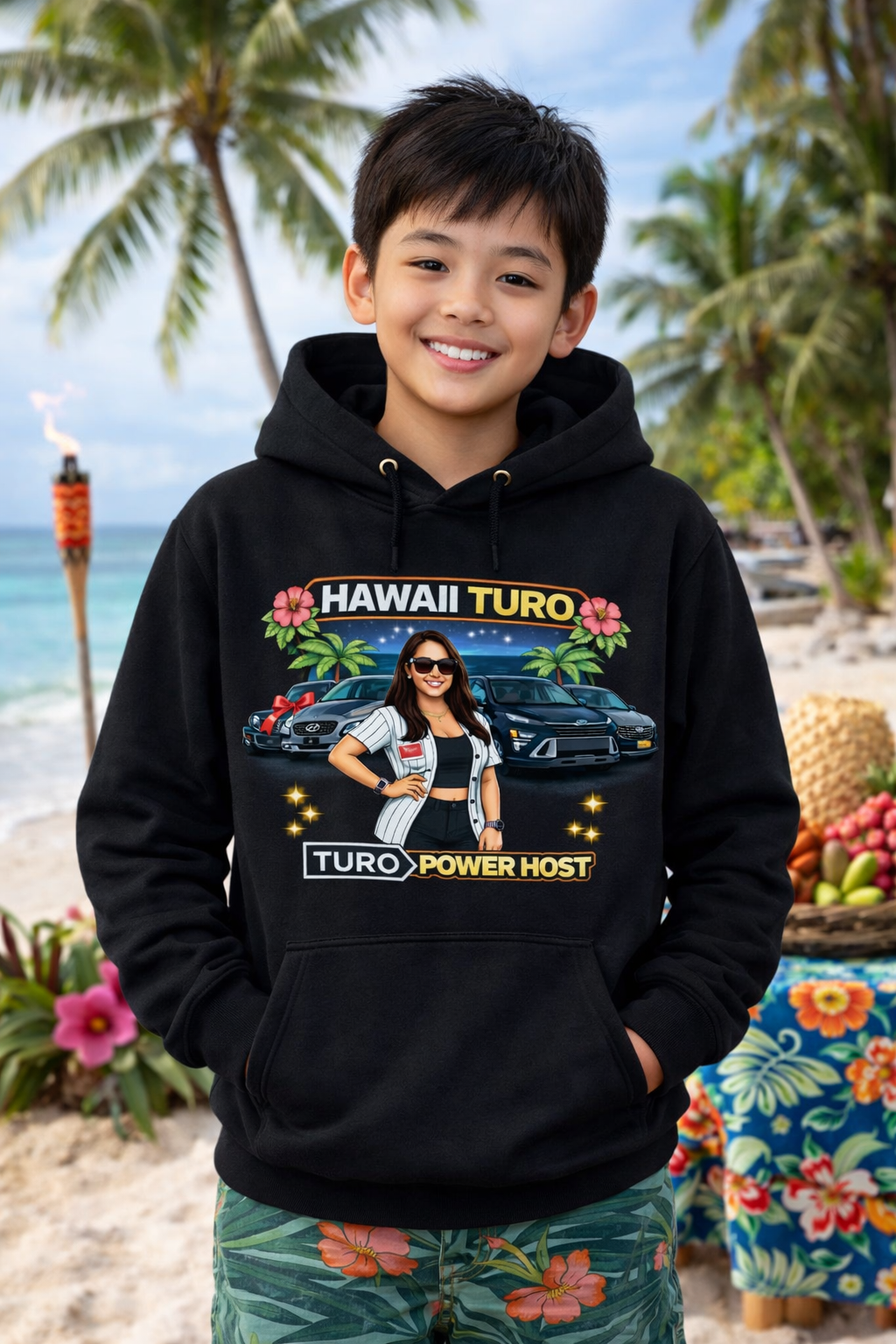 Turo Host Tee & Hoodie — Hustle Host Profit Graphic | Aloha Hawaii Edition